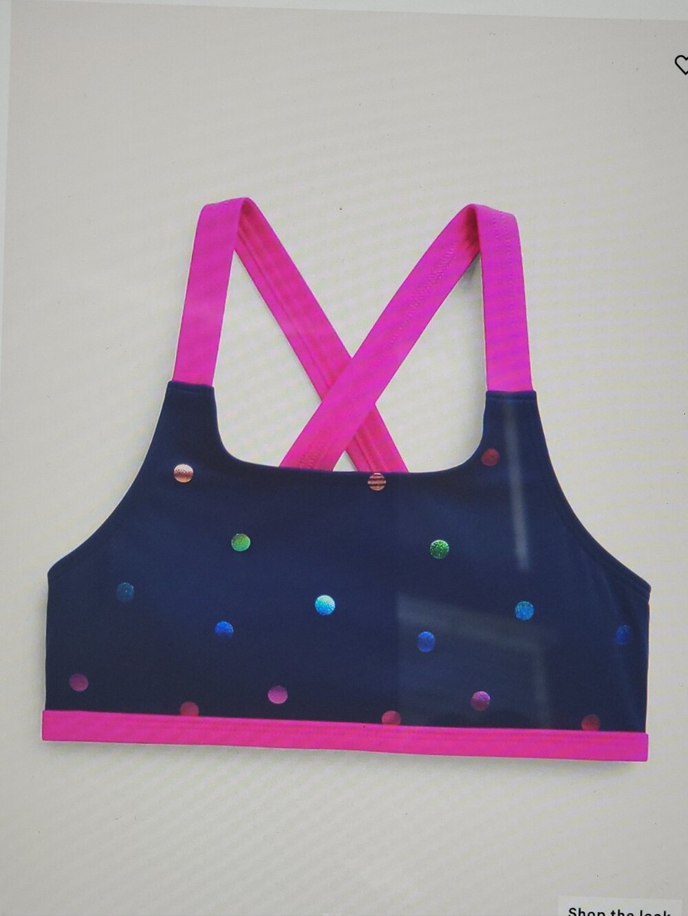 ♥️NWT♥️ Boden Girls' Navy Polka Dot Two Piece Bathing Suit with Pink Straps